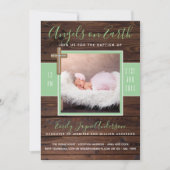 Mint rustique | PHOTO BAPTISM Invitation Elegant W (Devant)