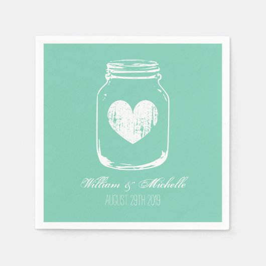 Mint-rustisch land, chic mason jar bruiloft servet (Voorkant)