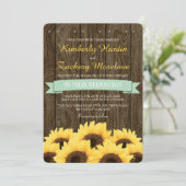 MINT RUSTISCHE ZONLOWER WEDDING INVITATION KAART (Staand voorkant)