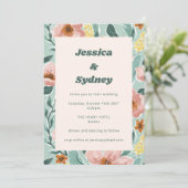  Mint Sage Blush Pink Floral Weddenschap Kaart (Staand voorkant)