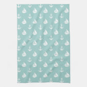 Mint Sailships en Anchors Pattern Theedoek (Verticaal)