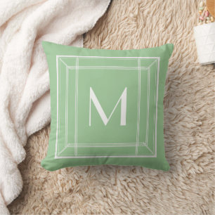 Mint salie en wit monogram kussen