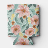 Mint Salie Roze Bloemige Script Bruiloft Feest Cus Blikjeskoeler (Achterkant)