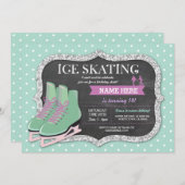 Mint schaatsen verjaardagsfeestje Rink Schaats Uit Kaart (Voorkant / Achterkant)