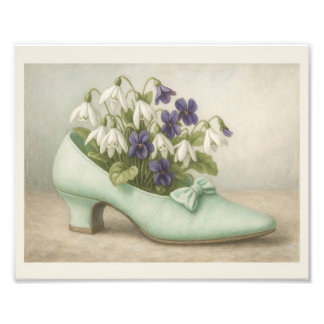  Mint Schoen met Violets Sneeuwklokjes Bloemen Foto Afdruk