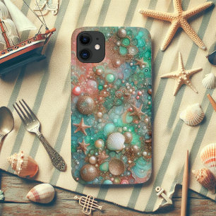 Mint Seafoam En Gouden Glitter Zeester iPhone 11 Hoesje