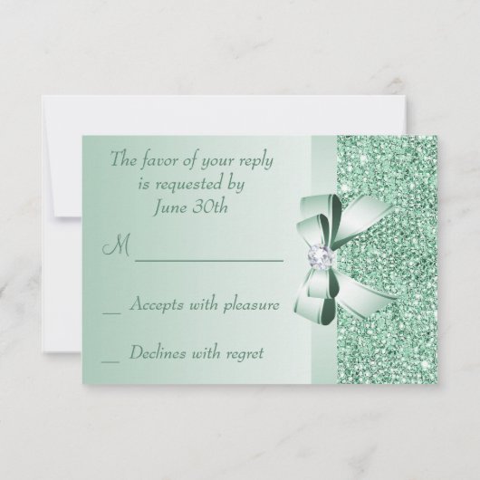 Mint Sequins, Bow & Diamond RSVP Wedding (Achterkant)