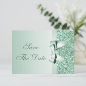 Mint Sequins, Bow & Diamond Save the Date Wedding (Staand voorkant)