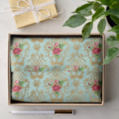 Mint Shabby Chic Retro Gouden Kant Bloemen Decoupa Tissuepapier (Geschenk)