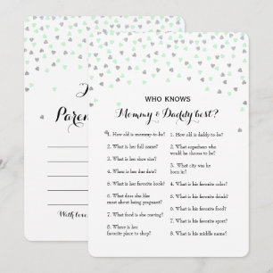 Mint Silver 2x Baby shower Game - Advies   Wie ken Kaart