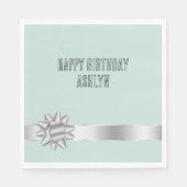 Mint Silver Ribbon Bow Verjaardag Servet (Voorkant)