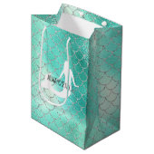 Mint Silver Sparkle Mermaid Medium Cadeauzakje (Voorkant Gekanteld)