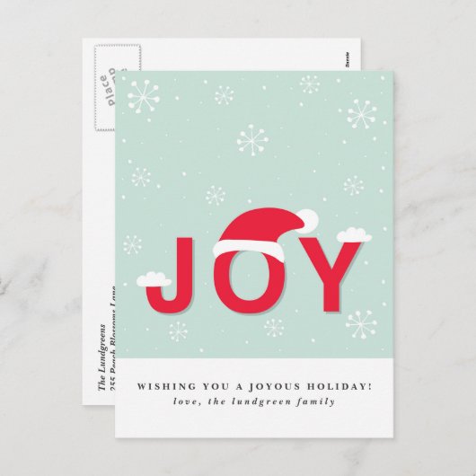 Mint Snow Joy Holiday Briefkaart (Voorkant / Achterkant)