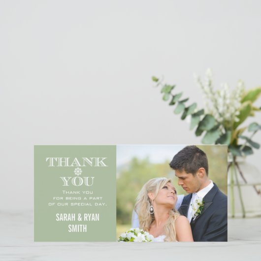 Mint Snowflake Mariage Photo Merci Cartes (Debout devant)