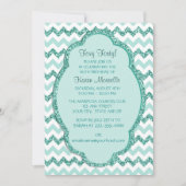 Mint Sparkle Chevron Womans 40th Birthday Party Kaart (Voorkant)