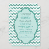 Mint Sparkle Chevron Womans 40th Birthday Party Kaart (Voorkant / Achterkant)