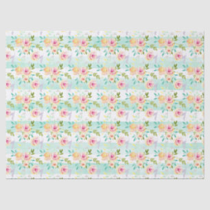 Mint strepen Floral Chic Tissuepapier