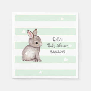 Mint Stripe Bunny Baby shower Papier Servet