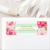 Mint Stripe Goud Roze Bloemen Retouradres Label (Insitu)