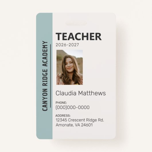 Mint Stripe Homeschool Educator ID Badge (Devant)