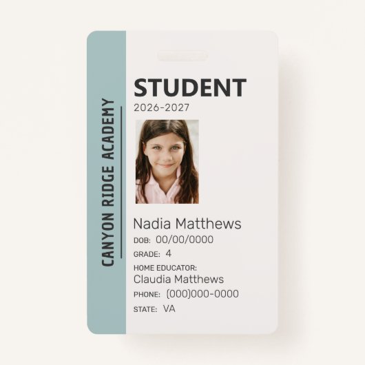 Mint Stripe Homeschool Student ID Badge (Devant)