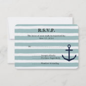 Mint Stripes Ancre nautique Plage Mariage RSVP (Devant)