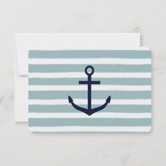 Mint Stripes Ancre nautique Plage Mariage RSVP (Dos)