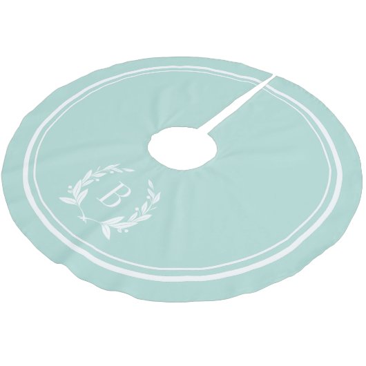 Mint Stripes en Wreath Monogram Boom Rok Kerstboom Rok (Gekanteld)