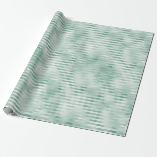 Mint Stripes Glam Glitz Cadeaupapier (Uitgerold)