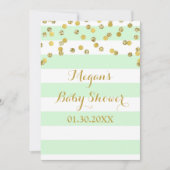 Mint Stripes Gold Confetti Baby shower Uitnodiging (Voorkant)