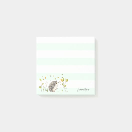 Mint Stripes Hedgehog Post-it® notes (Voorkant)