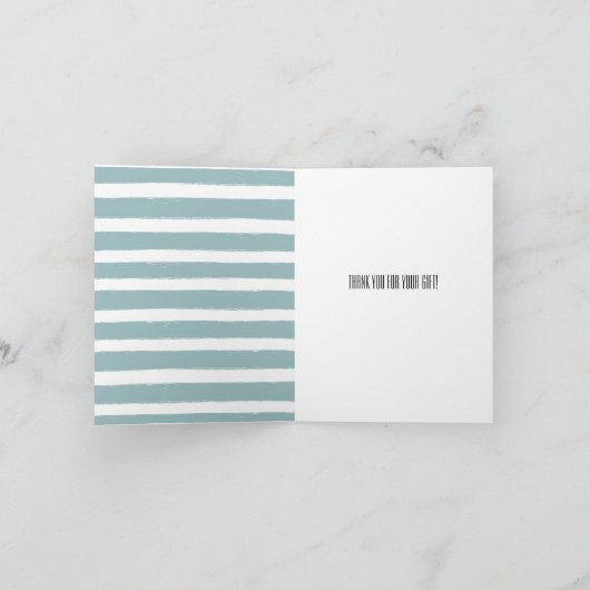 Mint Stripes Nautisch Zeesterren Strand Dank u Bedankkaart (Binnen)