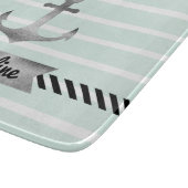  Mint Stripes Waterverf Anchor Aangepast Snijplank (Hoek)