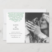 Mint succulent. Moderne cactus bruiloft. Floral Save The Date (Voorkant)