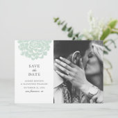 Mint succulent. Moderne cactus bruiloft. Floral Save The Date (Staand voorkant)
