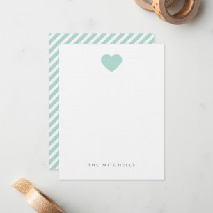Mint Sweet Heart Monogram Briefpapier Notitiekaartje