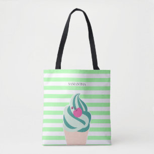 Mint Swirl Ice Cream Striped Persoonlijk Draagtas