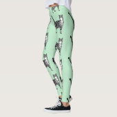 Mint Tabby Cat Animal Black en White Leggings (Links)