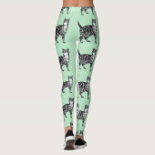 Mint Tabby Chat Animal Leggings noir et blanc (Dos)