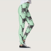Mint Tabby Chat Animal Leggings noir et blanc (Droite)