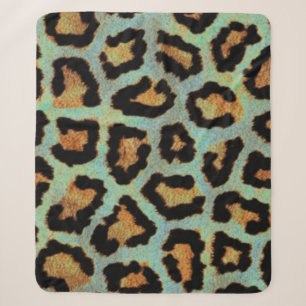 Mint Tease me blauwgroen leopard print sherpa blan Deken