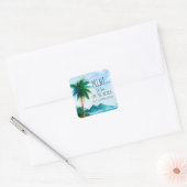 Mint to Be Favor Tropical Beach Bruiloft Vierkante Sticker (Envelop)