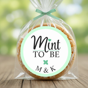 Mint To Be Monogram Trouw Bruidsfeest Ronde Sticker