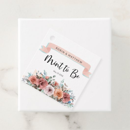 Mint to be, perzik, bloesem, munt bloemenbruiloft bedankjes labels (In situ)