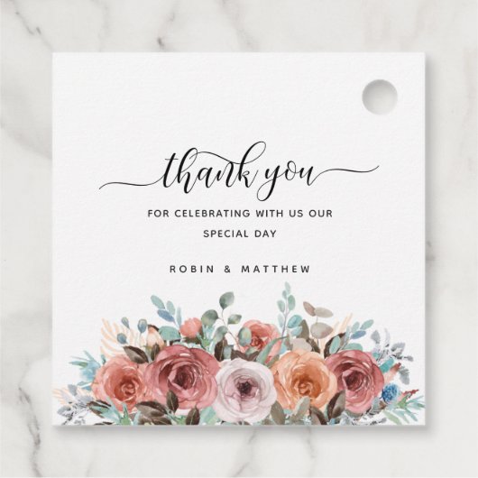 Mint to be, perzik, bloesem, munt bloemenbruiloft bedankjes labels (Achterkant)