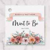 Mint to be, perzik, bloesem, munt bloemenbruiloft bedankjes labels (Voorkant)