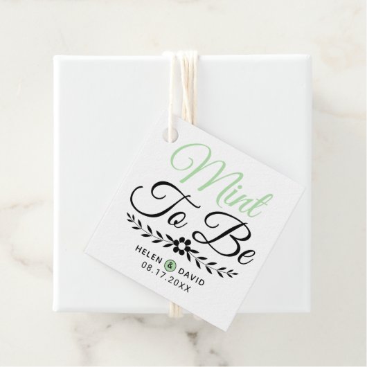 Mint to Be zwart typografie en bloem bruiloft Bedankjes Labels (In situ)