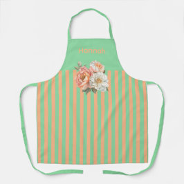 Mint Top met Sinaasappel Stripes Bloemen Schort