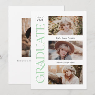 Mint Trendy Serif Meerdere foto Afstuderen Aankondiging