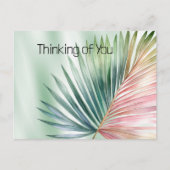 Mint Tropical Pink Green Leaf Briefkaart (Voorkant)